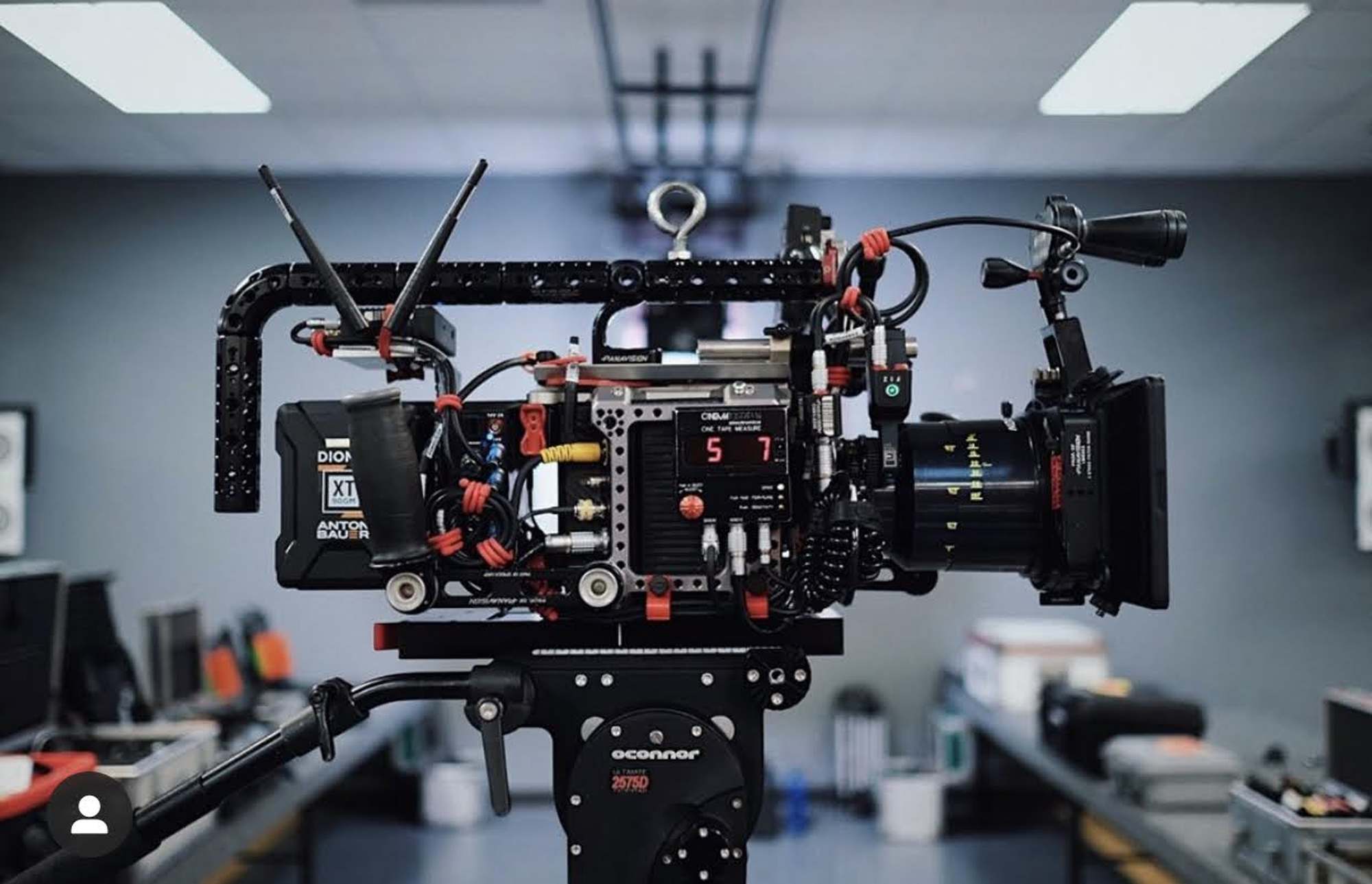 Cinema camera built up with lens and accessories in the rental room